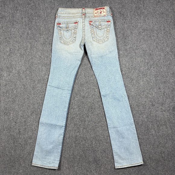 Vintage True Religion Billy Super T Size 27 Jeans Red White Thick Stitch 0588 - Picture 1 of 12